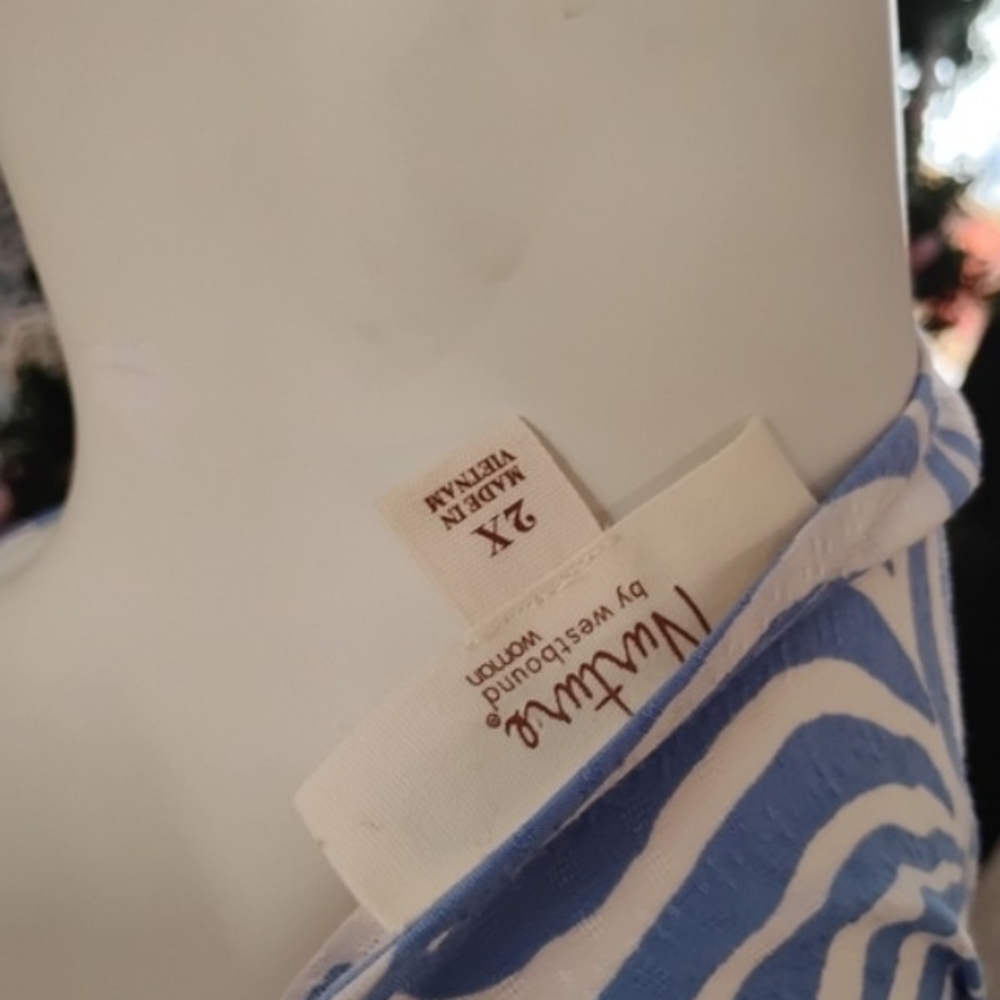 Westbound Blue & White Abstract Zebra Maxi Dress - Picture 5 of 6